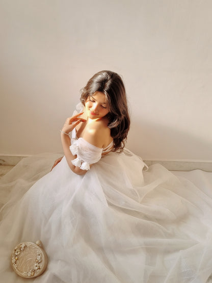 WHITE SHIMMER ORGANZA GOWN