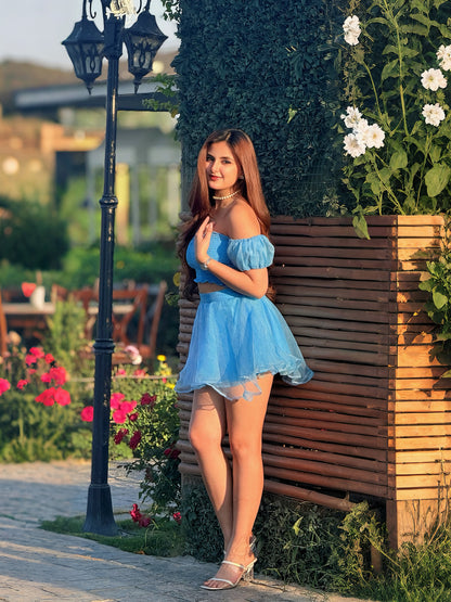 BLUE AURORA SKIRT TOP SET
