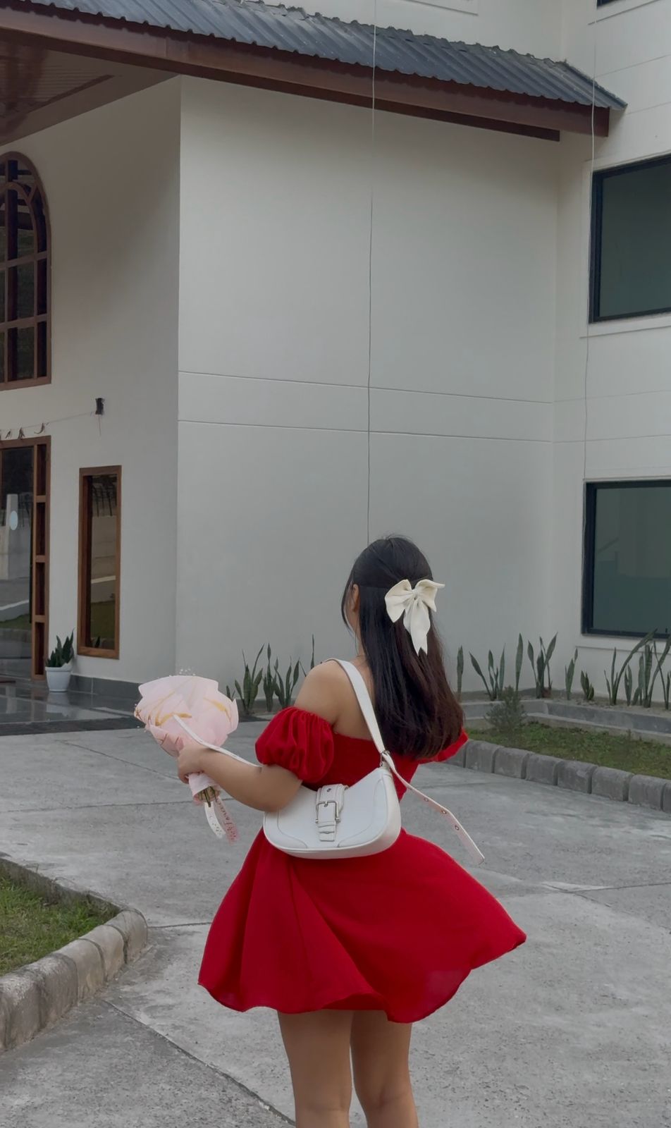 Crimson Cascade Red Dress