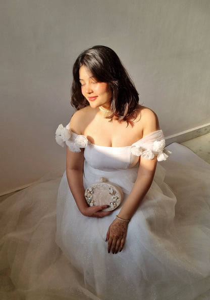 WHITE SHIMMER ORGANZA GOWN