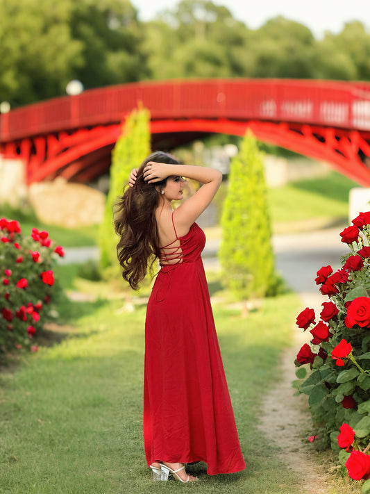 RED FLOWY DRESS