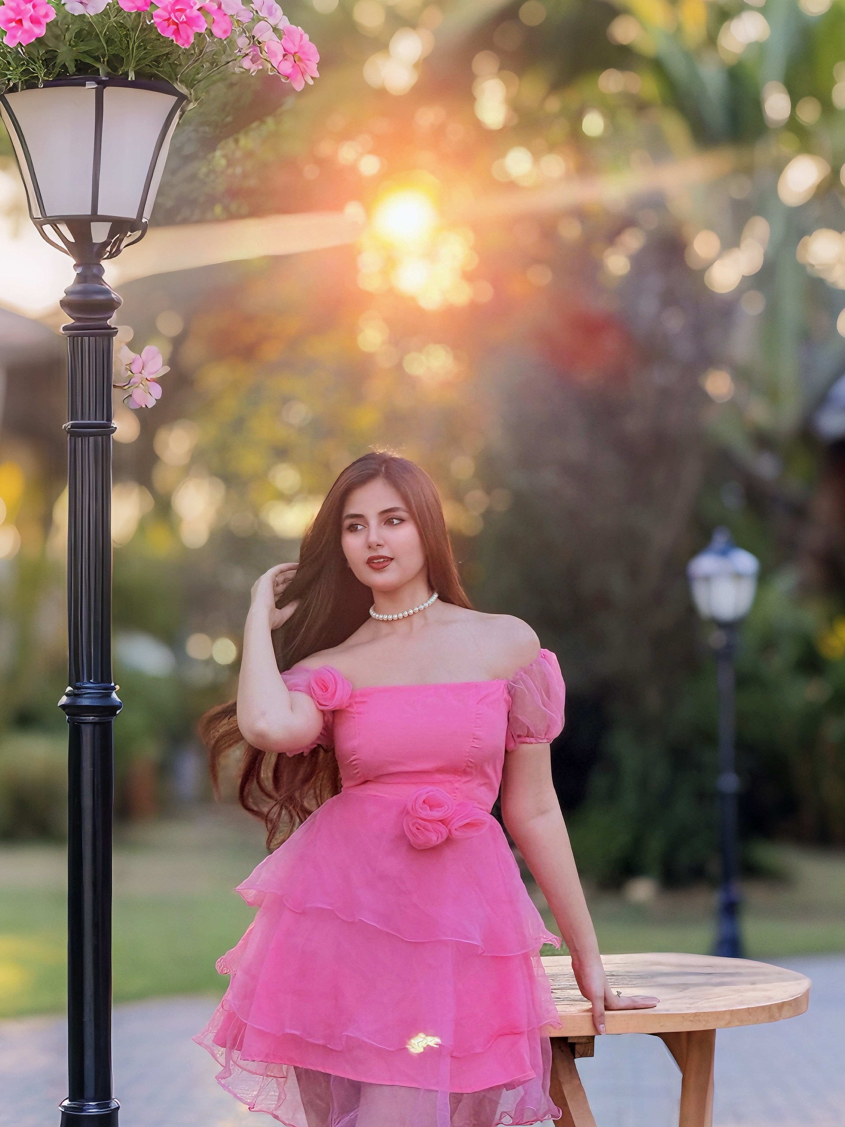 PINK ROSE AFFAIR DRESS WITH SLEEVES