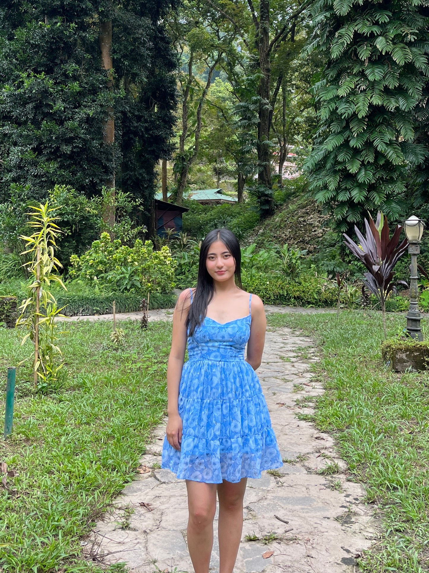 Blue floral dress