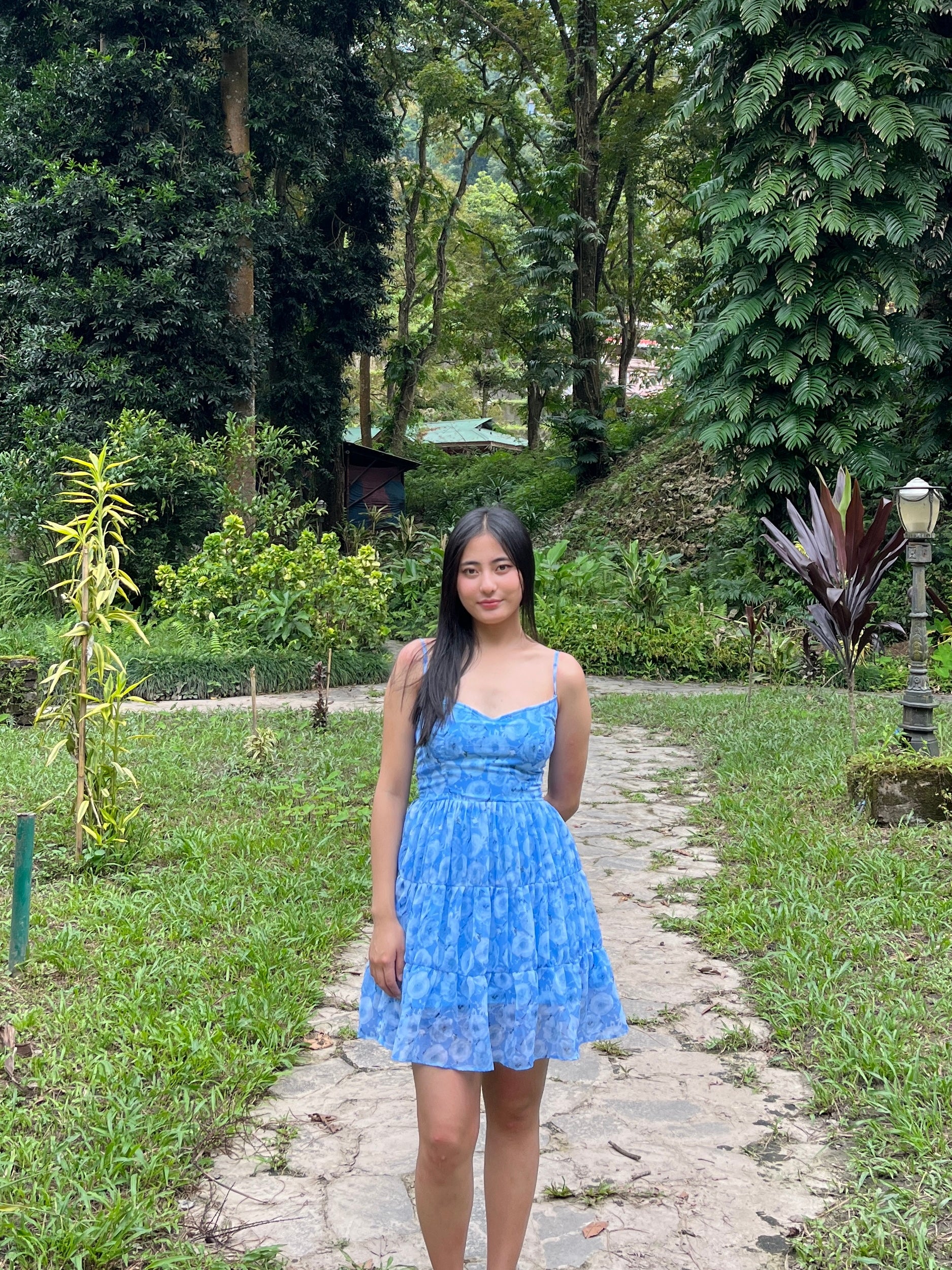 Blue floral dress