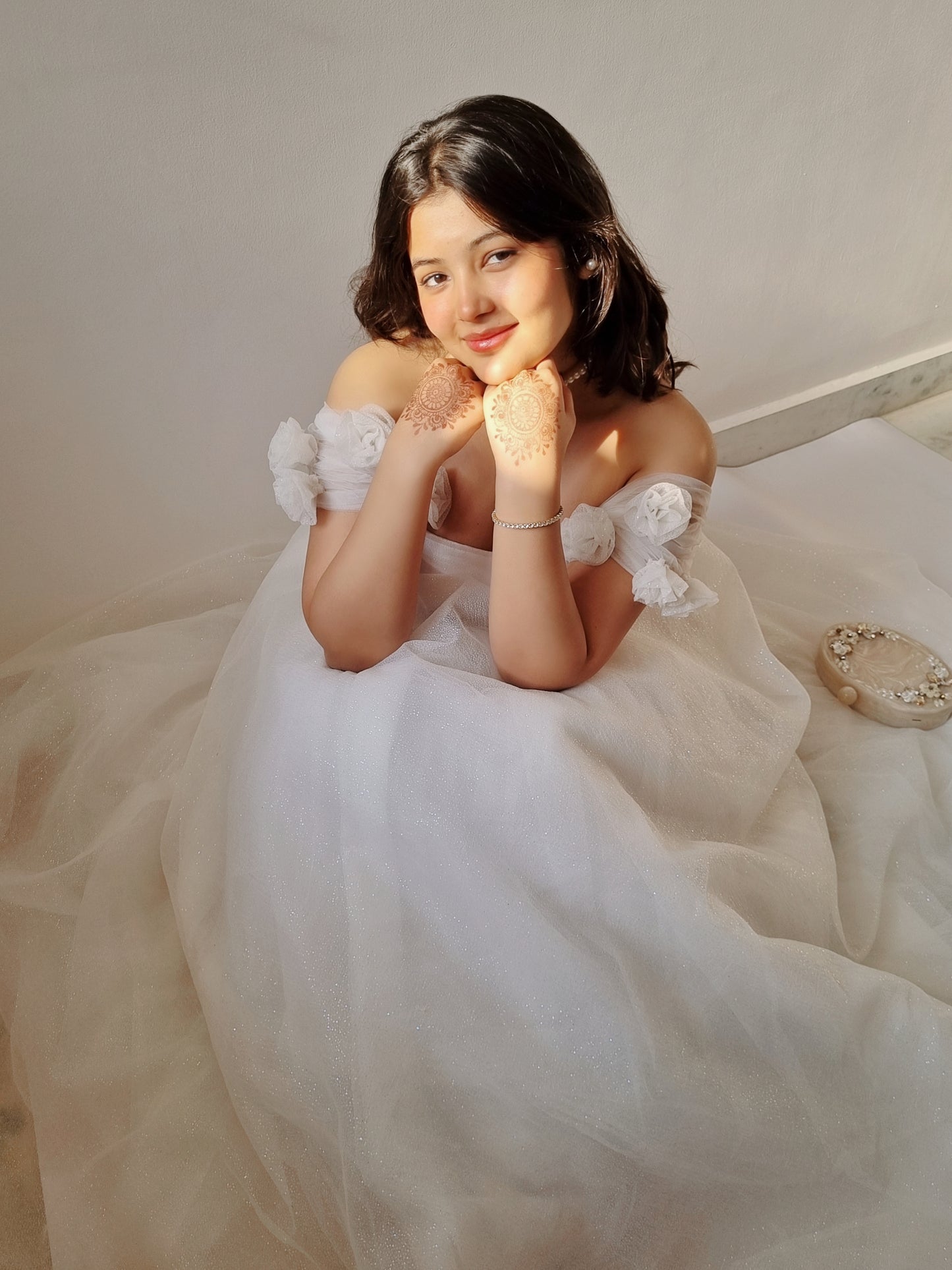 WHITE SHIMMER ORGANZA GOWN