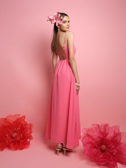 PINK FLOWY DRESS